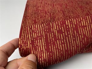 Patchwork stof - smuk rød med guld striber